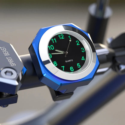Aluminum Luminous Quartz Watch 22-28mm Motorcycle Scooter Bicycle Handlebar Mount Clock Time Display Clock Moto Accessories Beauty World Shop