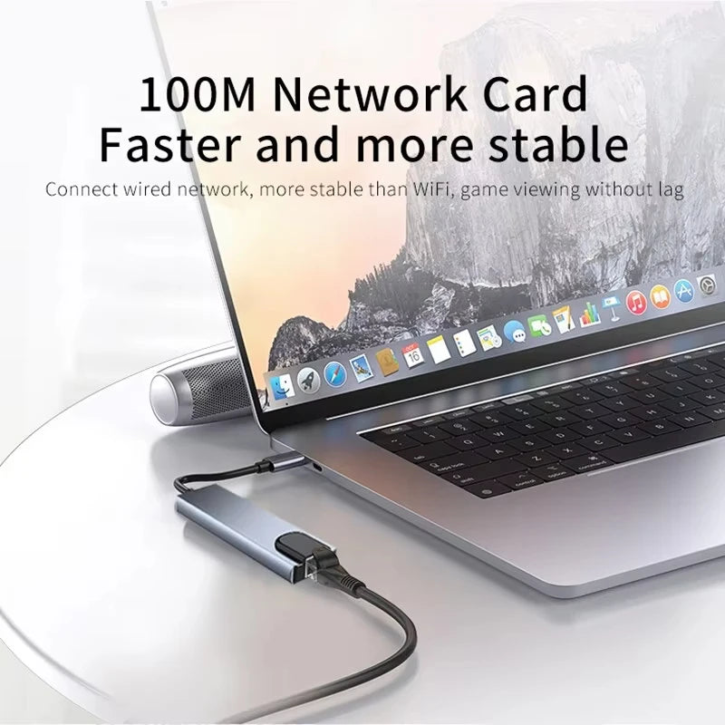 USB 8 In 1 Type C 3.1 to 4K HDTV Hub Adapter With SD TF 100M RJ45 Card Reader Pd Fast Charge For Macbook Notebook Computer Beauty World Shop