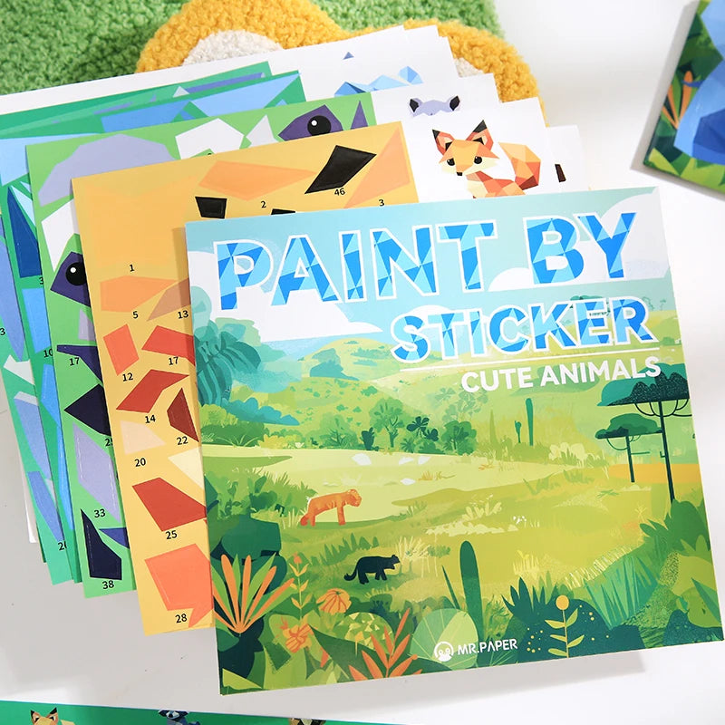 Mr Paper 12pcs/bag Sticker Book Students' Handmade 3D Geometric Collage DIY Stickers Early Educational Stickers For Journal Beauty World Shop