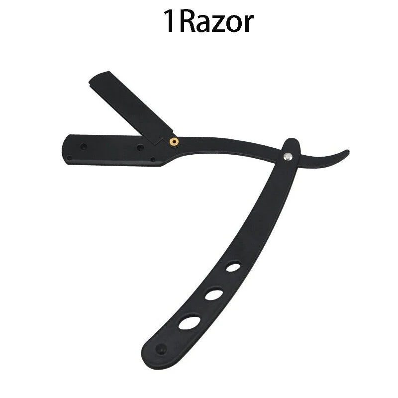 Men Shaving Barber Razor Black Classic Folding Shaving Knife Armpit Hair Pubic Hair Shaver Stainless Steel Straight Razor Holder Beauty World Shop