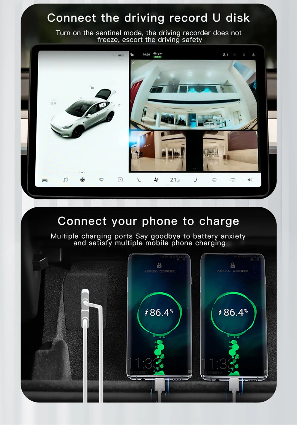 YZ Glove Box Docking Station For Tesla Model 3 Y Highland Juniper Quick Charger 4 USB Shunt Hub Flocking Adapter Powered Splitte Beauty World Shop