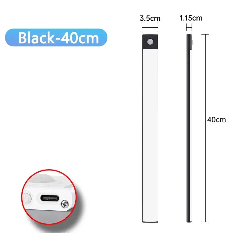 LED Cabinet Light USB Type-C Rechargeable Motion Sensor Led Lamp for Kitchen Wardrobe Cabinet Lighting 20cm/30cm/40cm/50cm/60cm Beauty World Shop