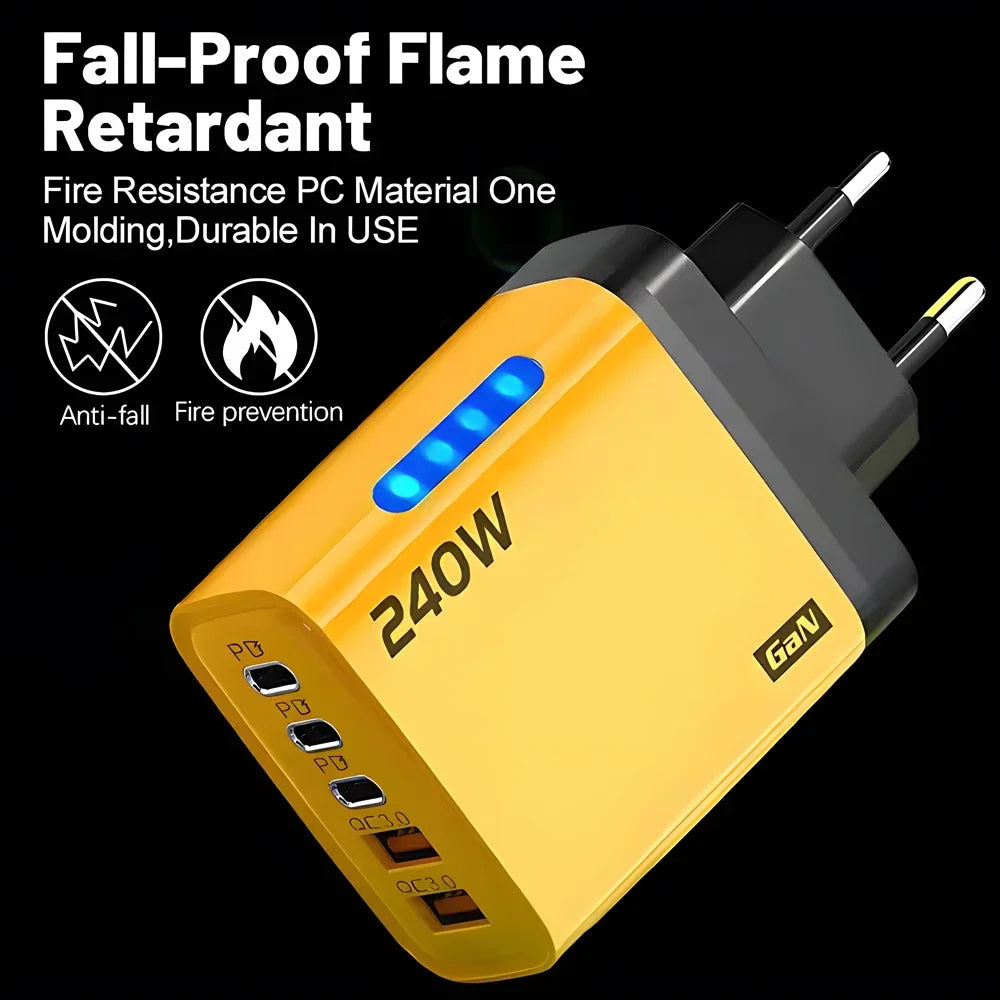 5 Ports USB C PD Charger Quick Charge 3.0 Type C USB Phone Chargers Fast Charging Adapter For iPhone 16 15 Samsung Xiaomi Huawei Beauty World Shop