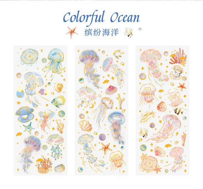 3pcs Kawaii Feather Dragonfly Bird Jellyfish Decorative Stickers Pack Scrapbooking Material Label Diary Phone Journal Planner Beauty World Shop