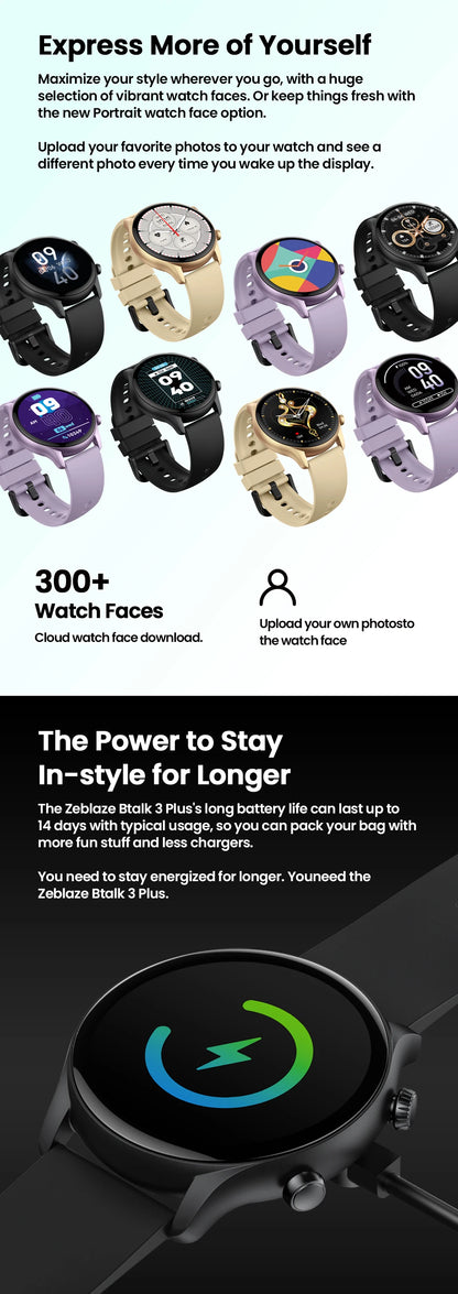 New Zeblaze Btalk 3 Plus Voice Calling Smart Watch 1.39'' Large HD Color Display Fitness Tracking Smartwatch for Men and Ladies Beauty World Shop