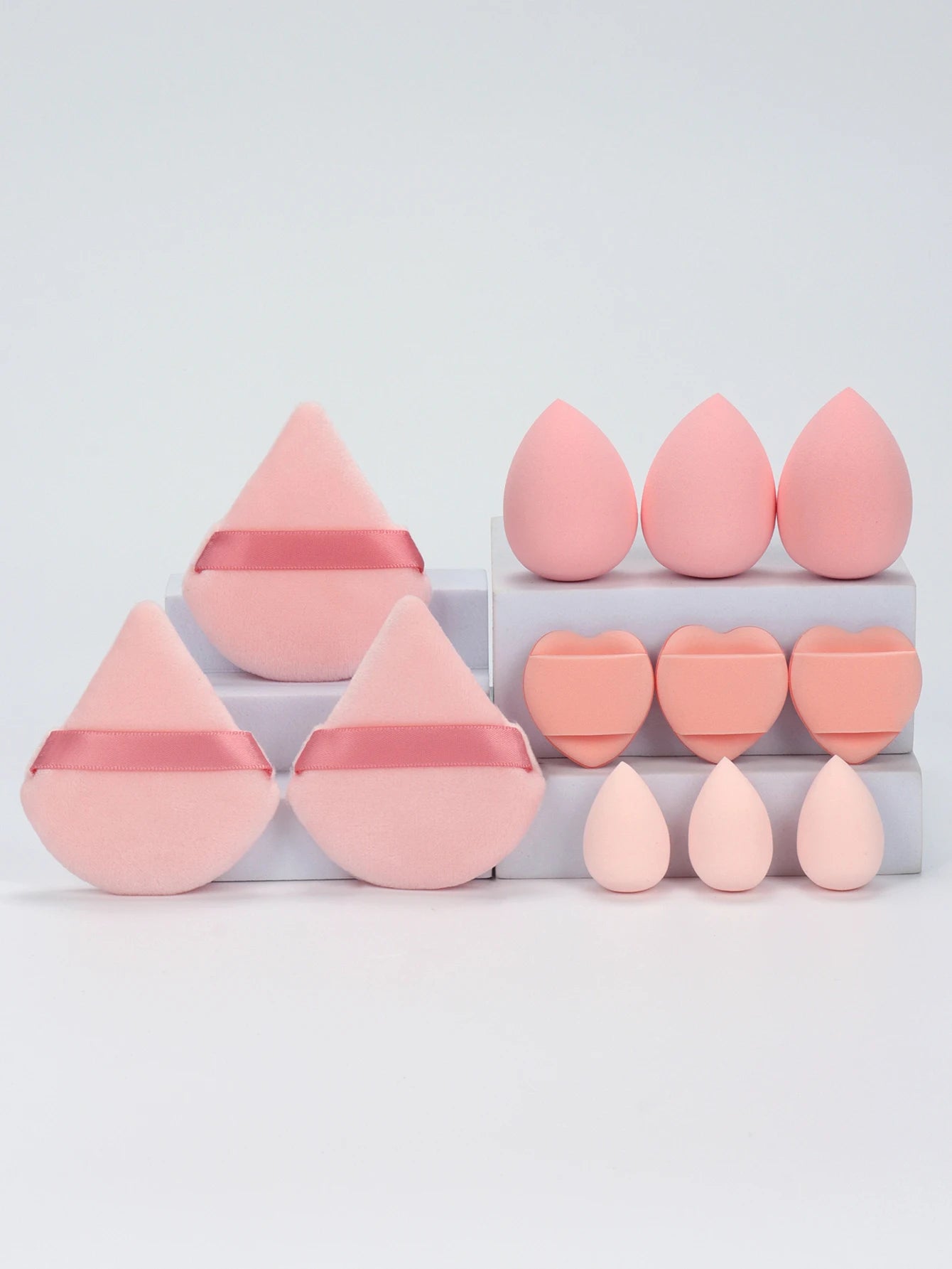 12-Piece All-Purpose Makeup Sponge Set, Made of 3 Loose Powder Puffs, 3 Mini Air Cushion Puffs, 3 Beauty Eggs and 3 Mini Beauty Beauty World Shop