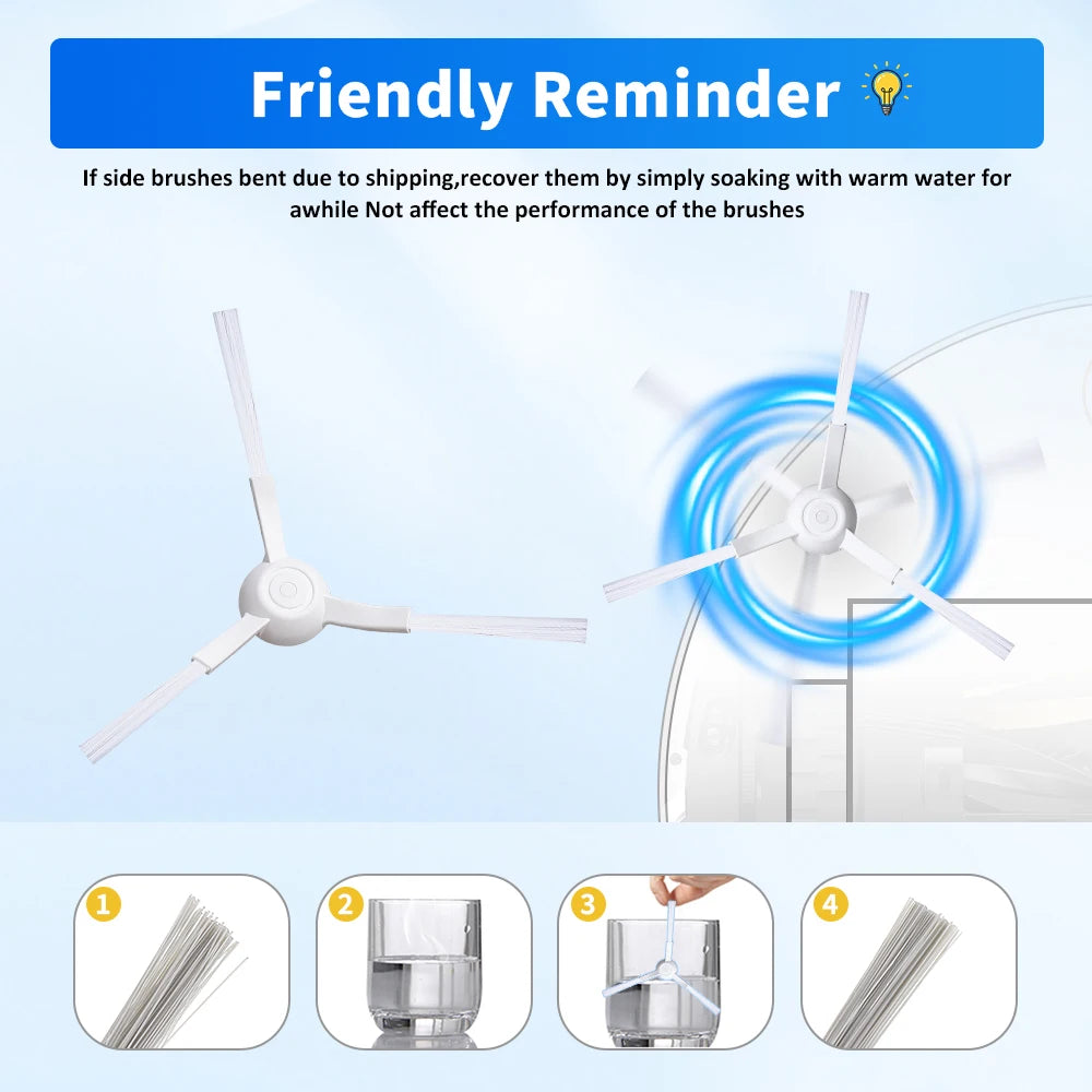 For Xiaomi Side Brush 3C Plus S20 D106 E10C E12 E10 B112 C103 Sweeping Robot Vacuum Cleaner Triangle Side Brush Spare Parts Beauty World Shop