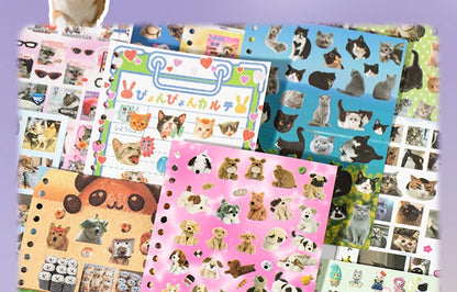 Cute Pets Theme Sticker Book 30 Sheets/Bag with Ring Binding for Scrapbooking DIY Collage Material Background Decoration Beauty World Shop