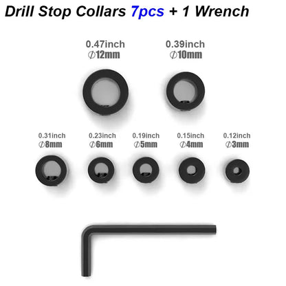 Drill Stoper Collar Set Stop Bit Ring Shaft Limit Metric Lock Steel Press Depth Ajustable Positioner Hole Guide Woodwork Tool Beauty World Shop