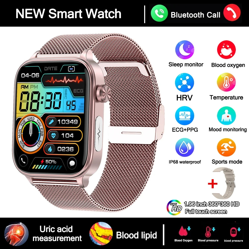 2025 New 24-Hour Health Monitoring Smart Watch Men Uric Acid Blood Lipids Heart Rate Bluetooth Call Smartwatch Women Beauty World Shop