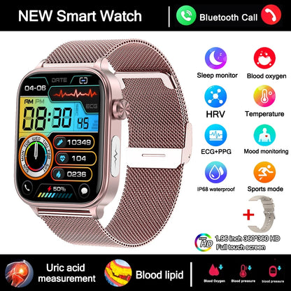 2025 New 24-Hour Health Monitoring Smart Watch Men Uric Acid Blood Lipids Heart Rate Bluetooth Call Smartwatch Women Beauty World Shop