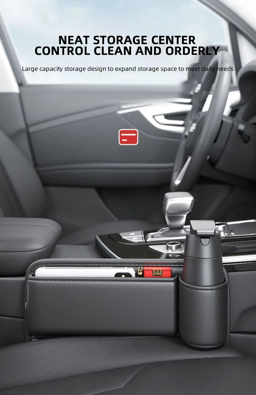 Universal Car Seat Gap Organizer Storage Box Multifunction Leather Crevice Side Storage Pocket Wallet Keys Card with Cup Holder Beauty World Shop