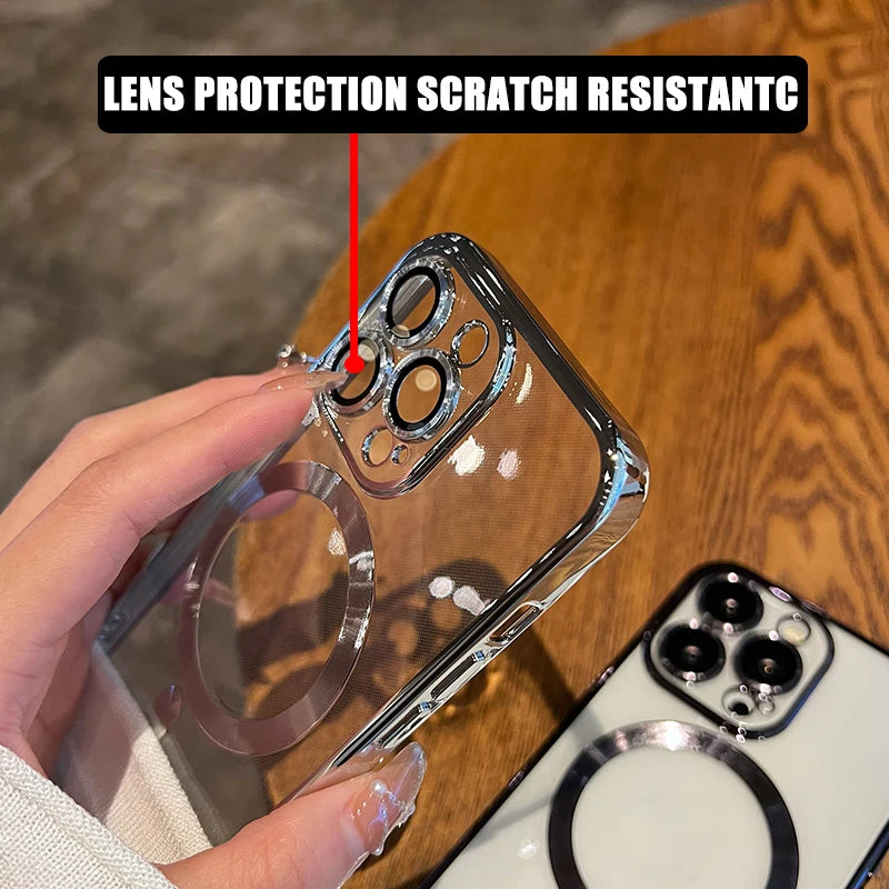 Plating Soft TPU Full Lens Protect Case for iPhone 13 14 12 11 15 Pro Max Plus Magsafe Magnetic Phone Case Wireless Charge Cover Beauty World Shop