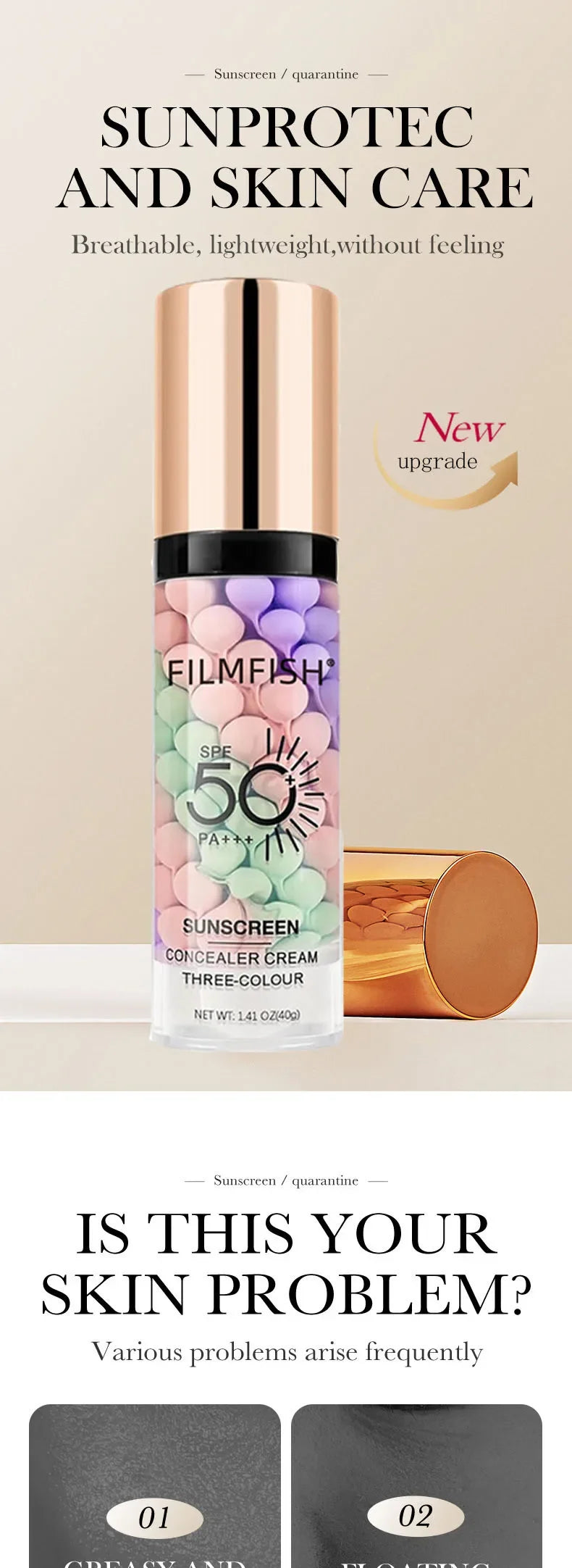 Face Makeup Primer Tri-color Cream Contour Color Isolation Waterproof Makeup Foundation Natural Makeup Base Cream 40g Beauty World Shop