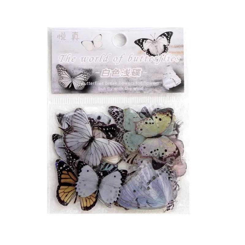 Journamm 40pcs/pack Butterfly Series Stickers Art Collage Junk Journal DIY Scrapbooking PET Waterproof Craft Aesthetics Stickers Beauty World Shop