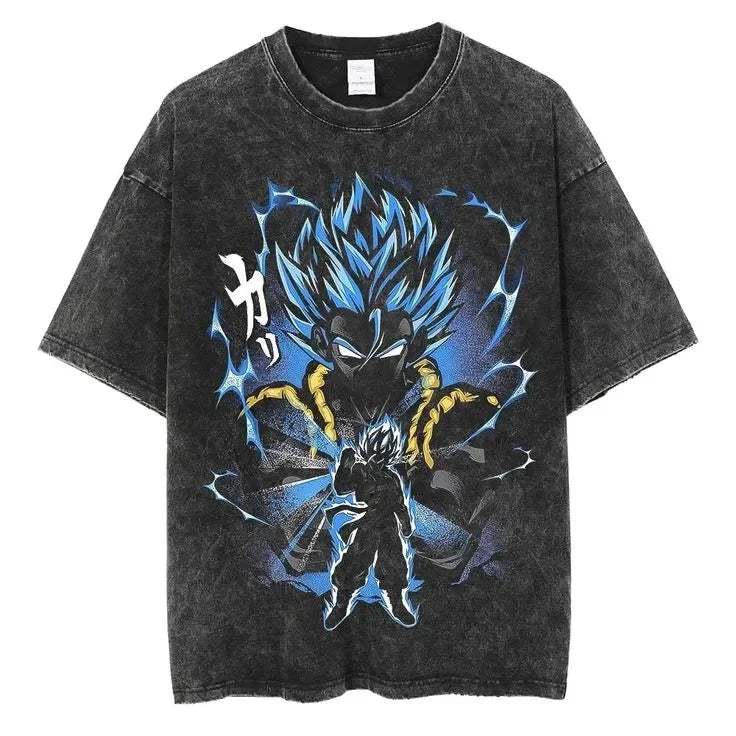 Anime Dragon Ball Cosplay Washed T-Shirt Cotton Short Sleeve Loose Large Casual Sports Fitness T-Shirt Men's Harajuku Clothing Beauty World Shop