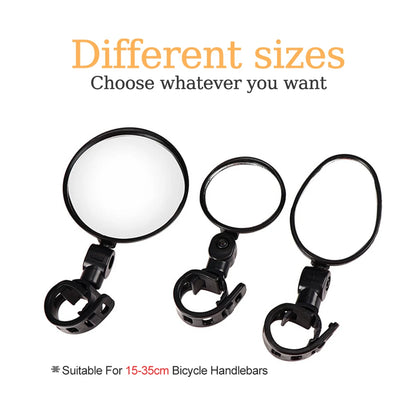 2PCS Bicycle Rearview Mirror 360 Degree Adjustable Rotatable Universal Cycling Handlebar Rear View Mirrors for MTB Road Bike Beauty World Shop
