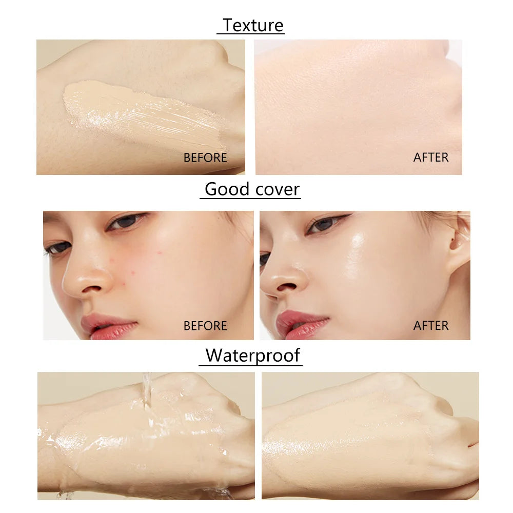 Liquid foundation naturally covers flaws without sticking powder, plain face cream, transparent foundation, conceals blemishes Beauty World Shop