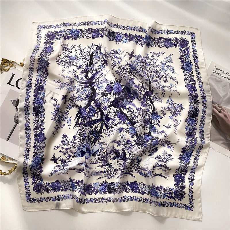 2025 New Fashion Luxury Printed Square Shawl Women 70x70cm Pashmina Silk Scarf Neck Headband Bandana Beauty World Shop