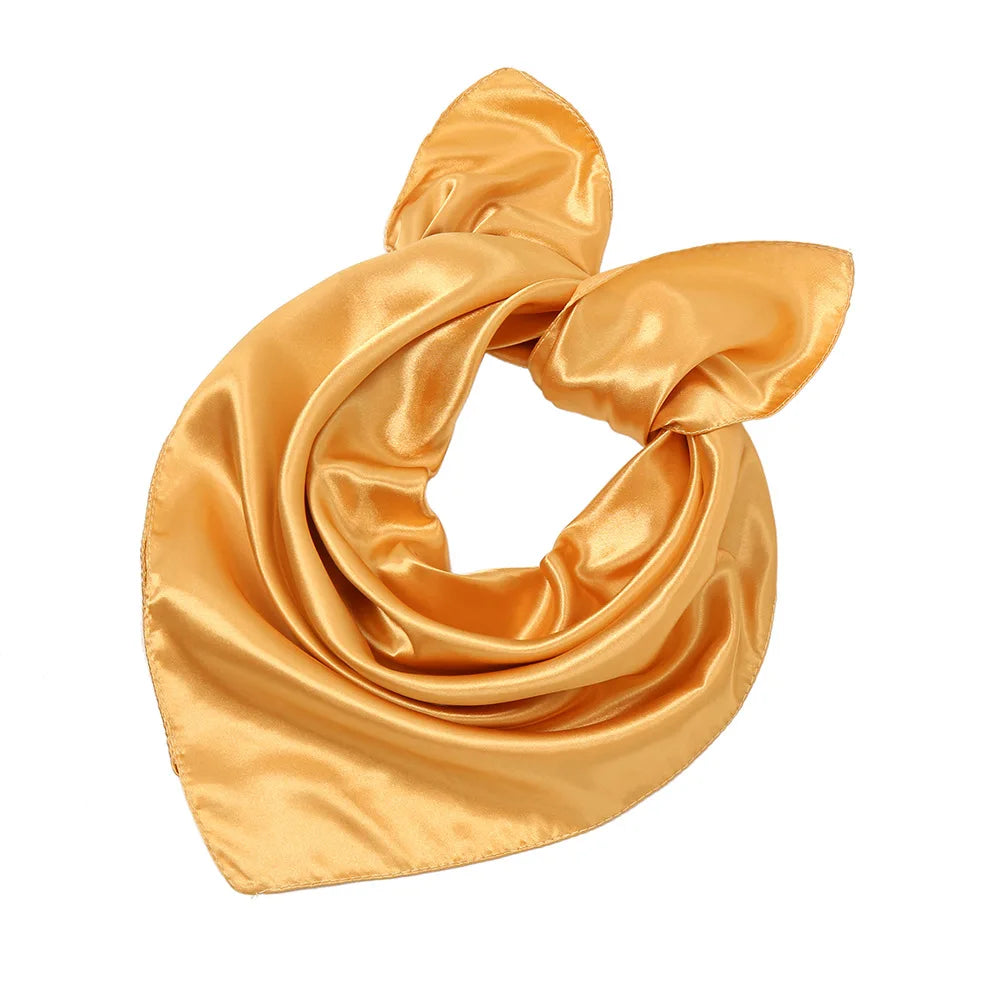Women New Plain Satin Solid Color 60x60cm Square Scarf Girl Simulation Silk Performance Small Scarves Best Party Gift Beauty World Shop