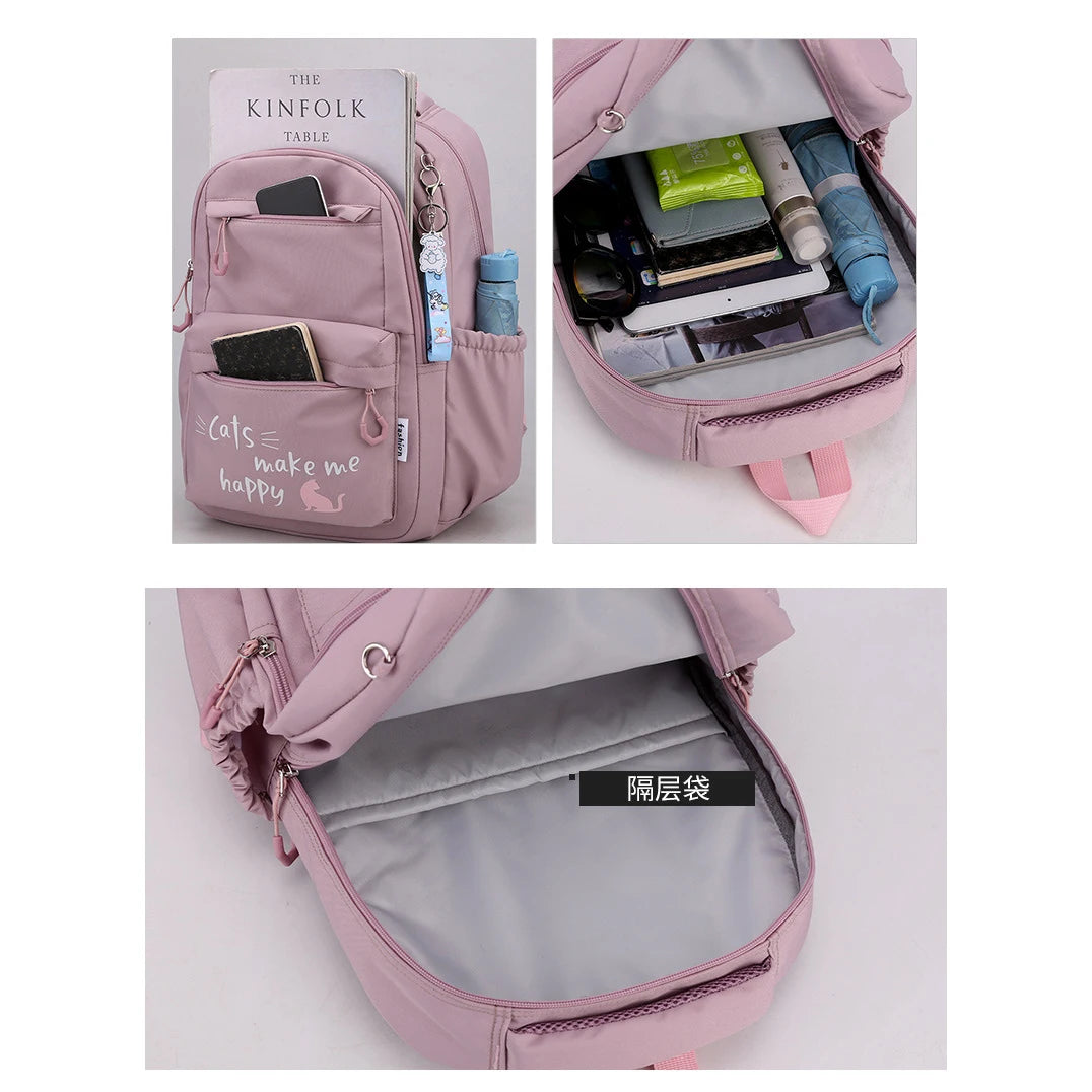 Girl School Bag Backpack Back Pack For Teenager Women Children Female Pink Schoolbag Primary High Bagpack Class Teens Child Kids Beauty World Shop