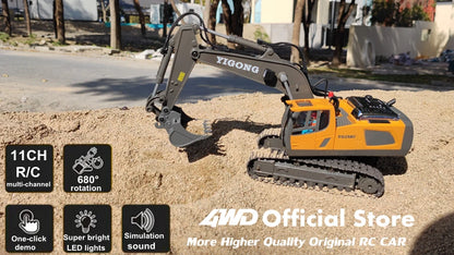 4WD Remote Control Excavator 4x4 Alloy Dump Truck Bulldozer Radio Model RC Car Construction Vehicle Toy Children Kids Gifts Beauty World Shop