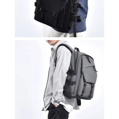 One 15 Inch Polyester Waterproof Solid Color Simple Men's Backpack Fashion Couple Student Computer Backpack Beauty World Shop