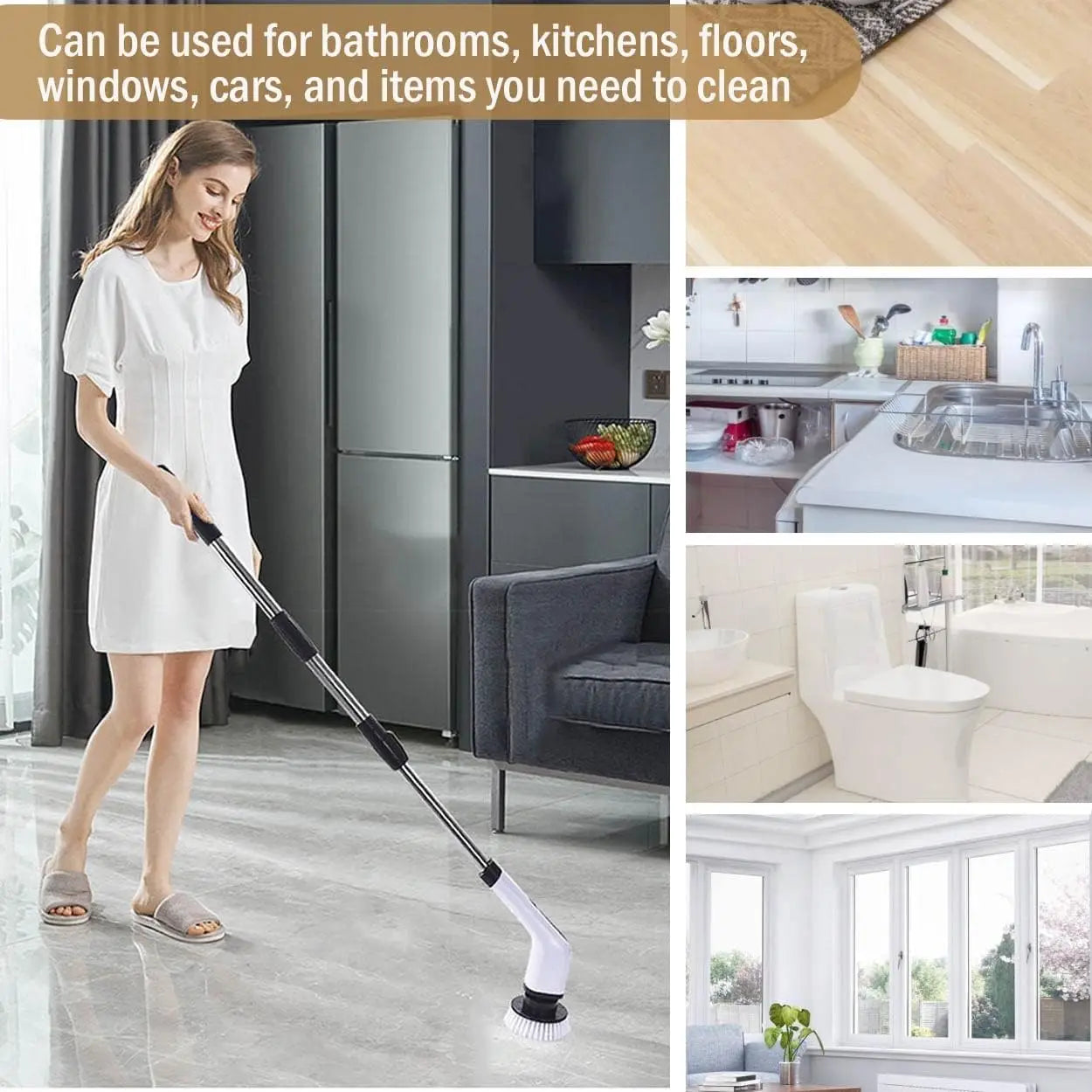 Cordless Spin Scrubber Electric Multipurpose Cleaning Brush for Kitchen Bathroom Toilet - Household Hair Brushes And Mops Beauty World Shop