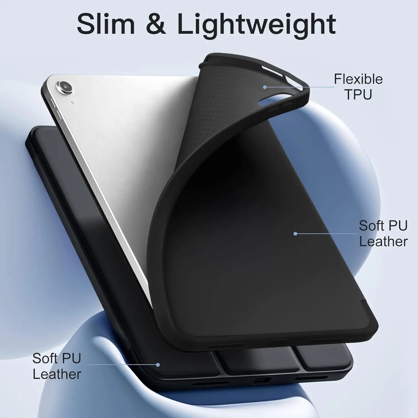 for iPad 5/6/7/8/9/10th gen Compatible with Air 4/5/6/7 Pro 11, three fold stand intelligent protective cover with soft TPU case Beauty World Shop