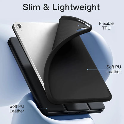 for iPad 5/6/7/8/9/10th gen Compatible with Air 4/5/6/7 Pro 11, three fold stand intelligent protective cover with soft TPU case Beauty World Shop