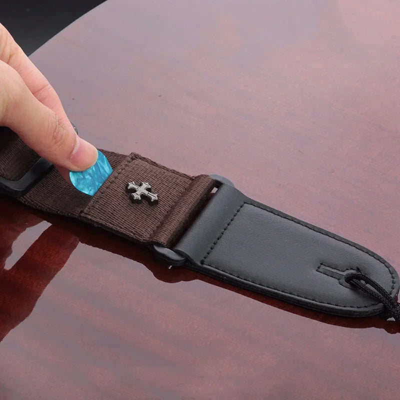 Electric Guitar Strap Acoustic Folk Guitarra Belt Straps Vintage Cross Personality Guitar Straps Pick Pocket Guitar Accessories Beauty World Shop
