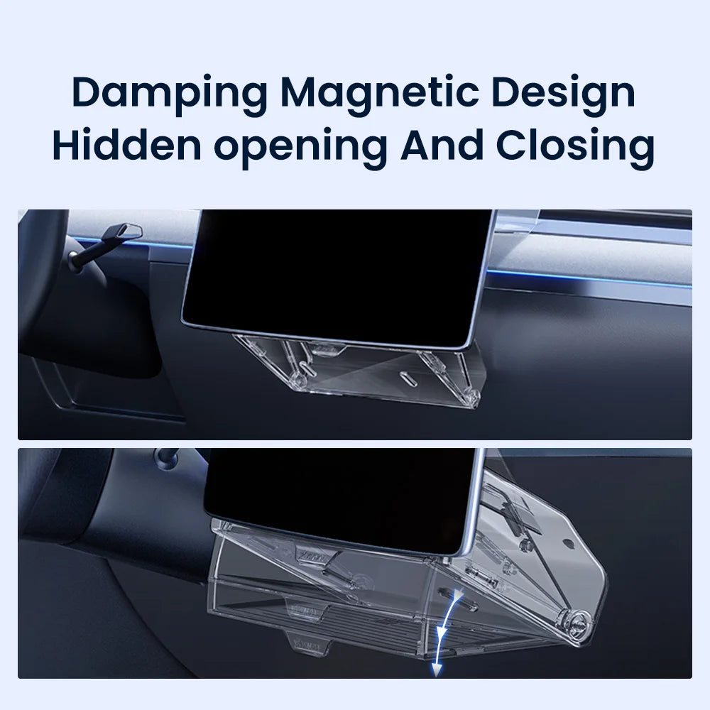 YZ For New Tesla Highland Model 3 Y Juniper Tray Magnetic Under Screen Fold Storage Box ETC Screen Storage Box Accessories Beauty World Shop