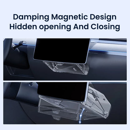 YZ For New Tesla Highland Model 3 Y Juniper Tray Magnetic Under Screen Fold Storage Box ETC Screen Storage Box Accessories Beauty World Shop