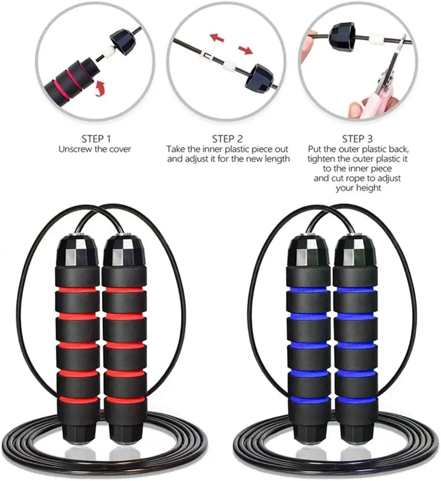 Jump Rope, Tangle-Free Rapid Speed Jumping Rope Cable with Ball Bearings for Women, Men, and Kids, Adjustable Steel Jump Rope Beauty World Shop