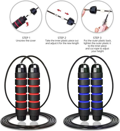 Jump Rope, Tangle-Free Rapid Speed Jumping Rope Cable with Ball Bearings for Women, Men, and Kids, Adjustable Steel Jump Rope Beauty World Shop