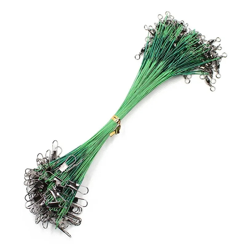 20pcs Anti Bite Steel Fishing Line Steel Wire Leader With Swivel Fishing Accessory Lead Core Leash Fishing Wire 15CM-50CM Beauty World Shop