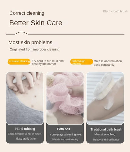 Electric Bath Brushes Bath and Body Works Silicone Body Scrubber Waterproof IPX7 Scrubber Brushes Back Long Handle Back Brushes