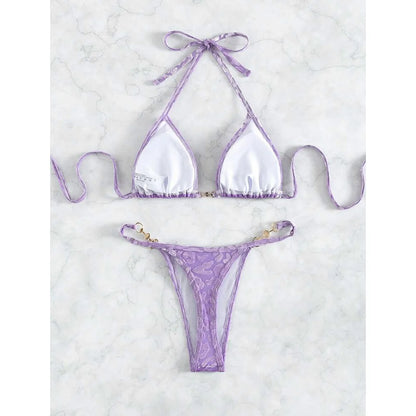S- XL Leopard Halter Mini Micro Thong Bikini Women Swimwear Female Swimsuit Two-pieces Bikini set Bather Bathing Suit Swim V5207 Beauty World Shop