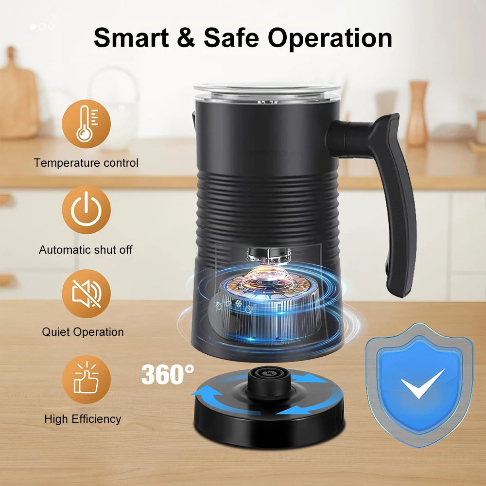 Electric Milk Frother Automatic Rotary Foamer for Coffee Cappuccino Latte 4 in 1 Hot and Cold Foam Maker Milk Frother Foamer Beauty World Shop