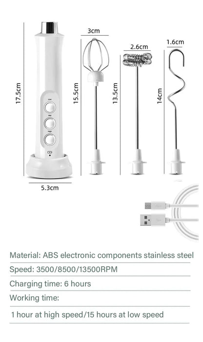 Wireless Milk Foam USB Rechargeable Handheld Electric Foam Maker 3 Speeds for Latte Cappuccino Hot Chocolate Coffee Whisk Mixer Beauty World Shop