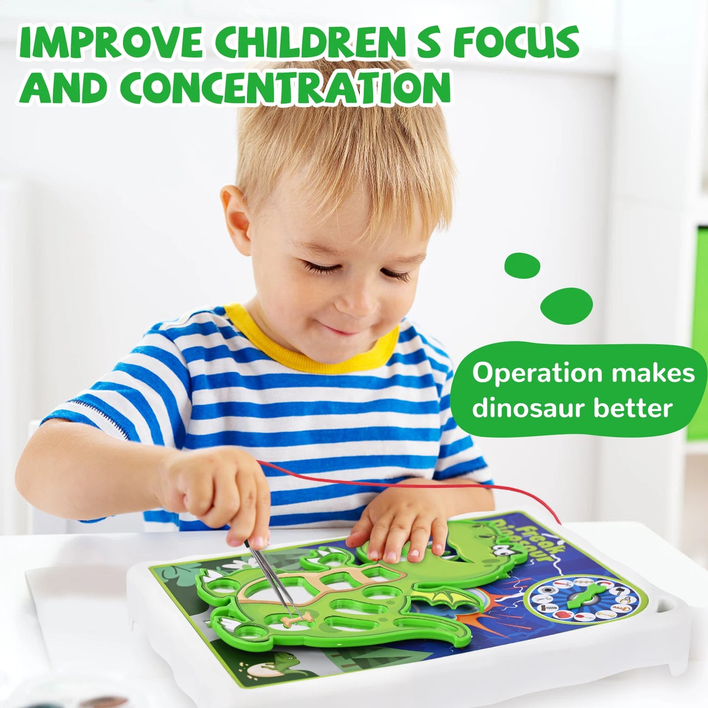 Dinosaur Operation Board Game for Kids Ages 3-8 with Tweezers and Fun Game Pieces, for 1 or More Players Beauty World Shop