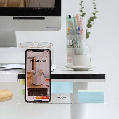 1Message Storage Board Under Computer Monitor，Office Desk Side Storage Rack Message Board Can Hold Phone Charging Memo Stickers Beauty World Shop