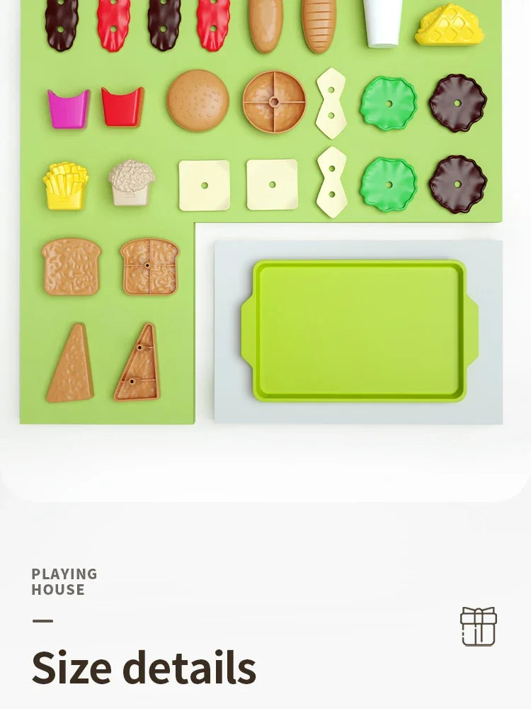 9 PCS Set Detachable Plastic Snack Hamburger Pretend Toy Kids Kitchen Play House Food Toy Beauty World Shop