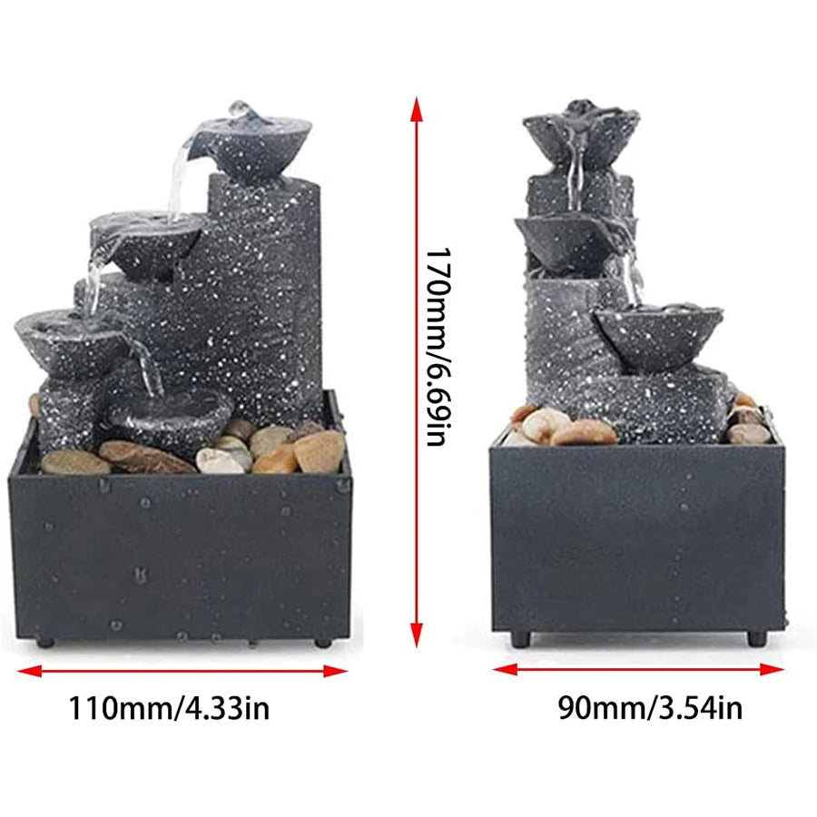 Mini Zen Tabletop Fountain - Relaxing LED Waterfall for Office Desk, Yoga Room & Feng Shui Decor Beauty World Shop