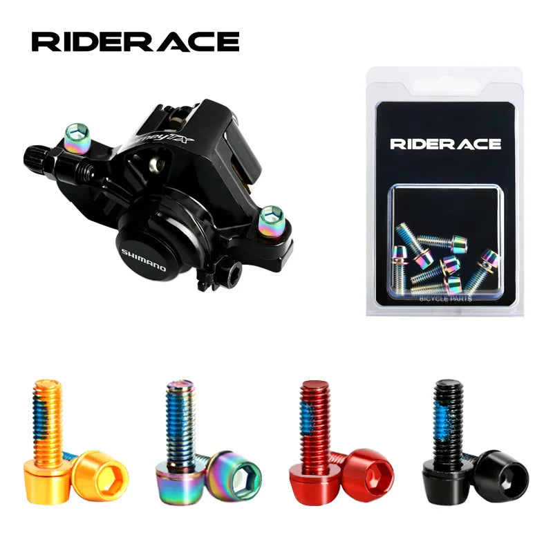 6 Pcs Bicycle Disc Brake Caliper Bolt Clamp Fixed Screws M6*18MM Titanium-plated Colorful Stainless Steel For MTB Mountain Bike Beauty World Shop