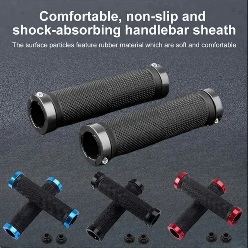 Bicycle Rubber Grips Alloy Lock Non-Slip Rubber Bicycle Handlebar Grips Double Aluminum Lock on Locking Bicycle Handlebar Grips Beauty World Shop