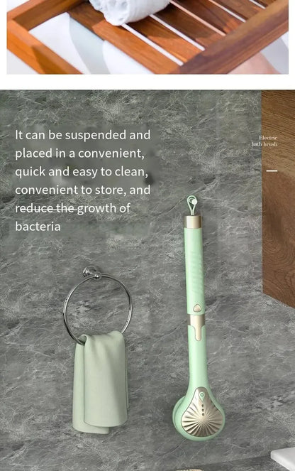 6 in 1 Electric Silicone Bath Brush Electric Back Scrubber 6 Brush Heads USB Rechargeable Rotating Shower Massager with 2 Speeds