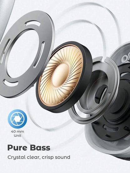 Bluetooth Headphones Over Ear Wireless Headset HiFi Music Gaming Comfortable Mic for iPhone Android PC Silver Beauty World Shop