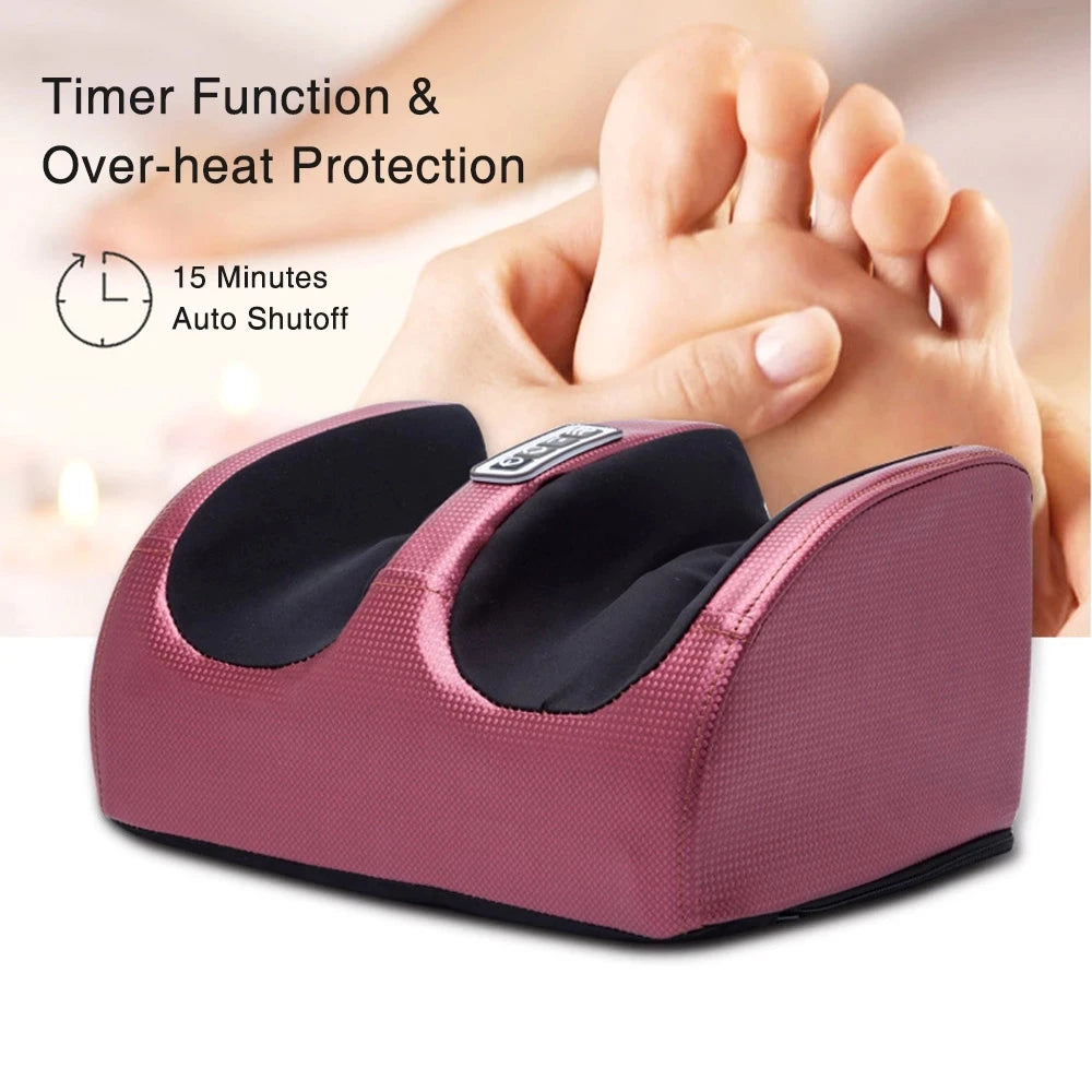 Electric Foot Massager Shiatsu Kneading Deep Tissue Relax Heated Roller Calf Pain Relief Fatigue Muscles Vibrator Machine Health Beauty World Shop