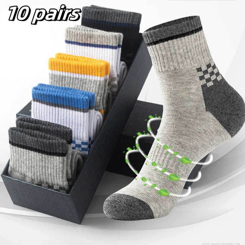 10/5/3pairs Breathable Con Sports Stockings Men Bamboo Fiber Autumn and Winter Men Socks Sweat Absorption Deodorant Business Sox Beauty World Shop